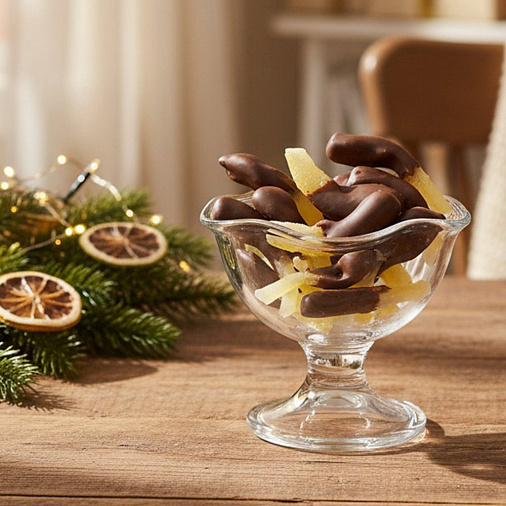 «Любимый вкус» цукаты лимонные корочки в молочном шоколаде 50г (красное новогоднее оформление)