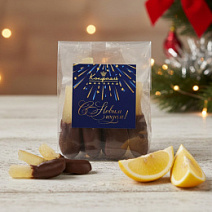 «Любимый вкус» цукаты лимонные корочки в молочном шоколаде 50г (синее новогоднее оформление)