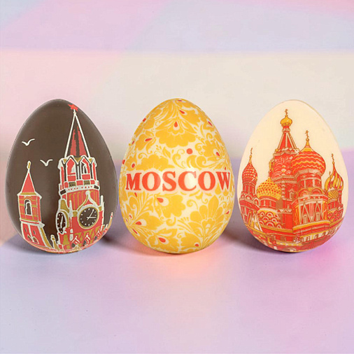 "Виды Москвы" набор 3 яйца белый и молочный шоколад