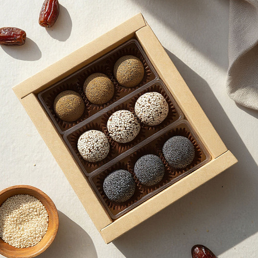 Финиковый трюфель (кофе с цедрой апельсина, кунжут, мак)