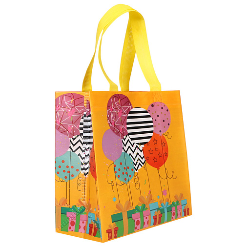 Подарочный пакет на День рождения 22*11*23см желтый