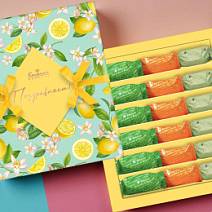 Набор двуслойных конфет мармелад+суфле в горьком шоколаде (яблоко и ваниль, апельсин и ваниль, виноград и ваниль)