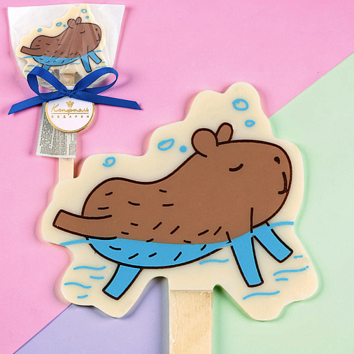 "Капибара в воде" белый шоколад на палочке