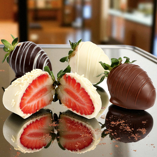 Клубника в шоколаде букет розовый 940г