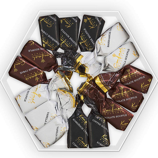 Новогодний набор суфле в шоколаде (ванильное, шоколадное, кофейное) 105г (Санта)