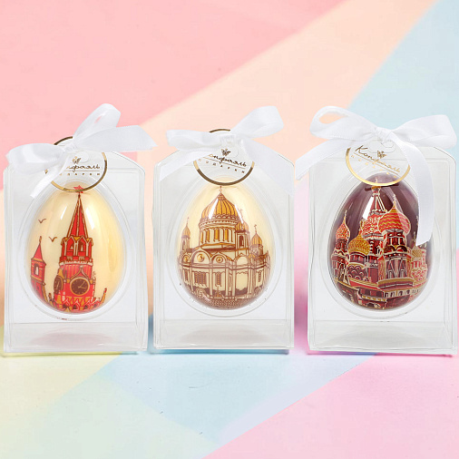"Храм, Кремль, Собор" набор 3 яйца белый и молочный шоколад