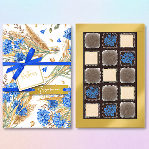 "Поздравляем" подарочный набор конфет (васильки)