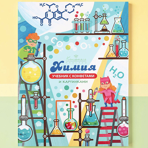 "Химия" учебник с шоколадом и конфетами