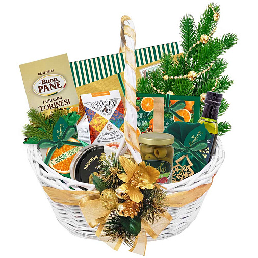 "Новогодняя корзина": шоколад, драже, конфеты, чай, паштет 1820г