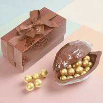 Какао-боб из молочного шоколада с драже фундук в горьком шоколаде 350г