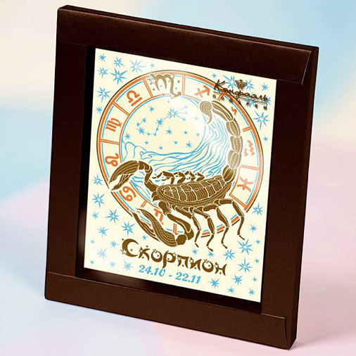 "Скорпион" открытка белый шоколад 