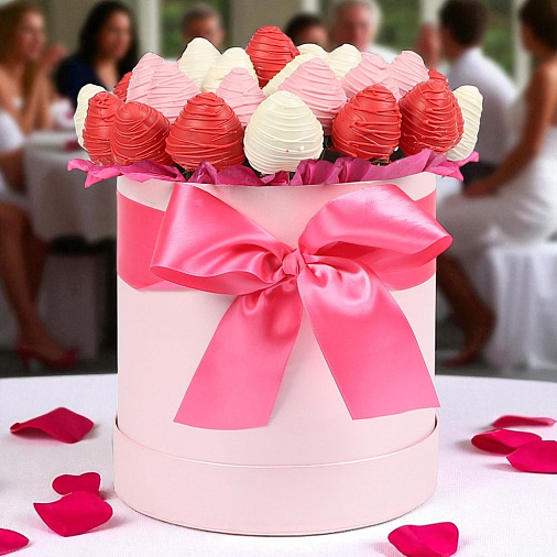 Клубника в шоколаде в  розовой коробке 1360г