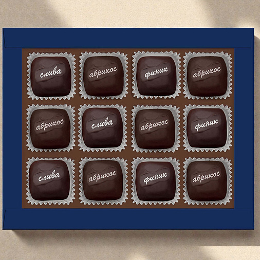 Сухофрукты в шоколаде (финик, слива, абрикос) 155г