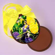 «С 8 марта» медаль молочный шоколад (тюльпаны)