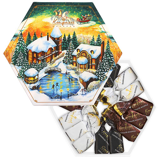 Новогодний набор суфле в шоколаде (ванильное, шоколадное, кофейное) 105г (деревня)