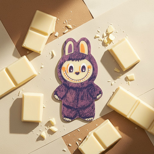 Шоколад белый "Лабубушка" с фиолетовым декором 18г